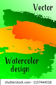 Vector watercolor background. Modern abstract background with multicolored brush strokes. Template of design. Suitable for the design of banners, posters, booklets, reports, magazines. EPS 10.