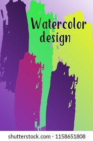 Vector watercolor background. Modern abstract background with multicolored brush strokes. Template of design. Suitable for the design of banners, posters, booklets, reports, magazines. EPS 10.
