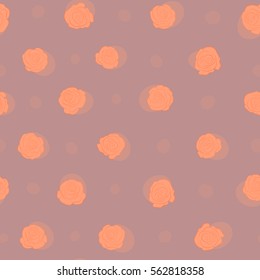 Vector watercolor background. Neutral and orange abstract flowers. Seamless pattern.