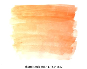 Vector watercolor background orange color smear, stock illustration for design and decor, white background, banner, template, poster, card