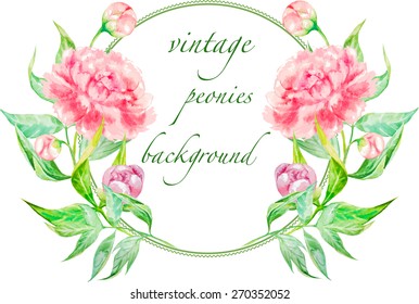 Vector watercolor background with peony