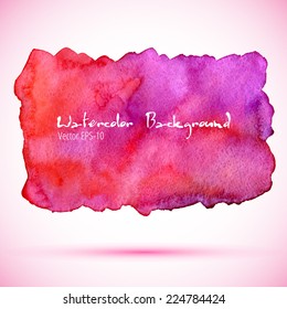 vector watercolor background pink, red and violet paint stain with shadow