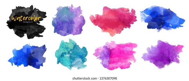 Vector watercolor background. Real watercolor texture. Watercolor splashes and dots texture. Artistic handdrawn background.