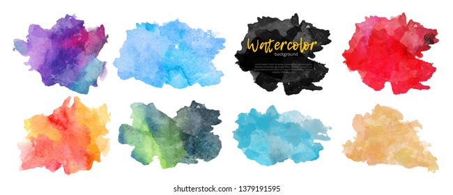Vector watercolor background. Real watercolor texture. Watercolor splashes and dots texture. Artistic hand drawn background.