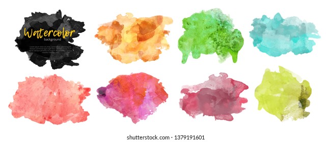 Vector watercolor background. Real watercolor texture. Watercolor splashes and dots texture. Artistic hand drawn background.