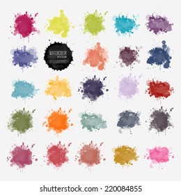 Vector watercolor background. Real watercolor texture. Watercolor splashes and dots texture. Artistic handdrawn background.