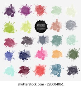 Vector watercolor background. Real watercolor texture. Watercolor splashes and dots texture. Artistic handdrawn background.