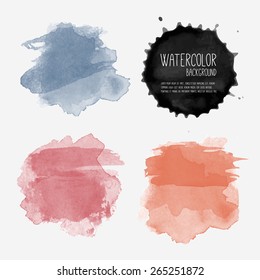 Vector watercolor background. Real watercolor texture. Watercolor splashes and dots texture. Artistic hand drawn background.