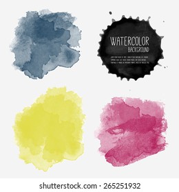 Vector watercolor background. Real watercolor texture. Watercolor splashes and dots texture. Artistic handdrawn background.