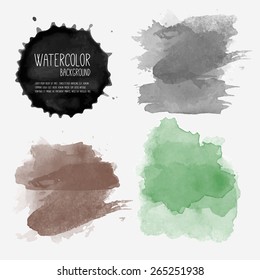 Vector watercolor background. Real watercolor texture. Watercolor splashes and dots texture. Artistic handdrawn background.