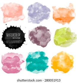 Vector watercolor background. Real watercolor texture. Watercolor splashes and dots texture. Artistic handdrawn background.