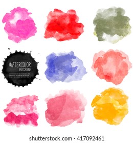 Vector watercolor background. Real watercolor texture. Watercolor splashes and dots texture. Artistic handdrawn background.