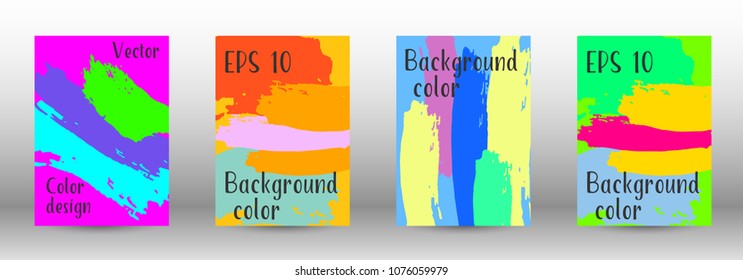 Vector watercolor background. Set from A4 modern abstract backgrounds with multicolored strokes. Template of design. Suitable for the design of banners, posters, booklets, reports, magazines. EPS 10