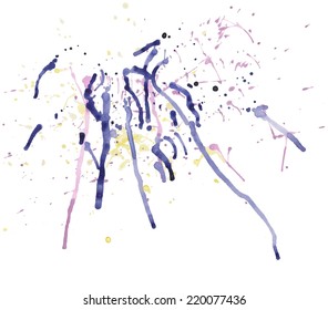 Vector watercolor background splash, blue watercolor drops