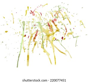 Vector watercolor background splash, yellow watercolor drops