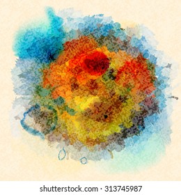 Vector watercolor background with texture of  paper.  The illustration contains transparency and effects. EPS10