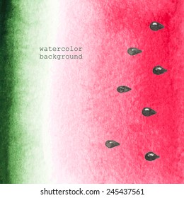 Vector watercolor background. The texture of the watermelon.