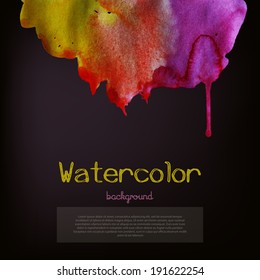 Vector watercolor background for textures and backgrounds.  Watercolor composition for scrapbook elements with empty space for text message.