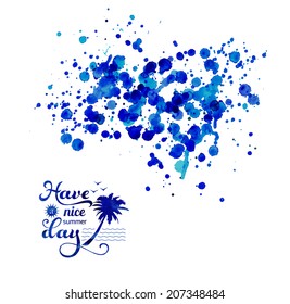 Vector watercolor background for textures and backgrounds with typography emblem "have a great summer".