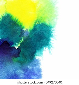 Vector watercolor background for textures and backgrounds. Abstract watercolor background. Hand drawn watercolor backdrop, stain watercolors colors on wet paper.