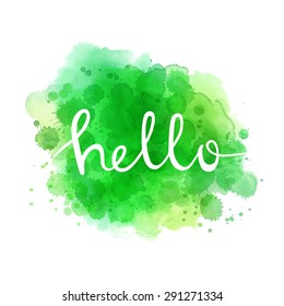 Vector watercolor background with the word hello.
