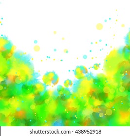 Vector watercolor background in yellow and turquoise colors.