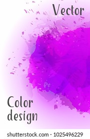 Vector watercolor background.Modern abstract background with splashes of watercolor paint. Template of design. Suitable for banner design, poster, booklet, report, journal. EPS 10.