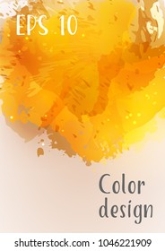 Vector watercolor background.Modern abstract background with splashes of watercolor paint. Template of design. Suitable for banner design, poster, booklet, report, journal. EPS 10.