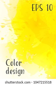 Vector watercolor background.Modern abstract background with splashes of watercolor paint. Template of design. Suitable for banner design, poster, booklet, report, journal. EPS 10.