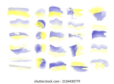 Fondo de acuarela vectorial. Fondo azul amarillo. Colores de la bandera ucraniana. Ataques de color de agua en colores azul-amarillo de Ucrania.