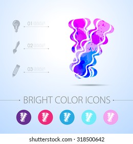Vector watercolor bacon icon with infographic elements 