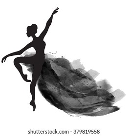 vector watercolor ballerina in a jump