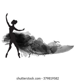 vector watercolor ballerina in a jump