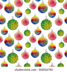 Vector watercolor balls seamless pattern With hand drawn elements. Can be used for web pages, printing, textile, wrapping etc. On white background grouped and isolated