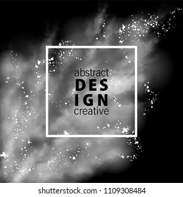 Vector watercolor banner. Abstract background of powder explosion on black background