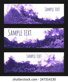 vector watercolor banners. violet wave headers