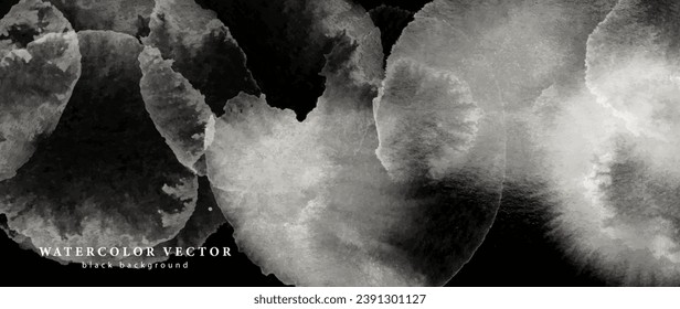 Vector watercolor black background with imitation of a natural brush for decoration, wallpaper, covers.