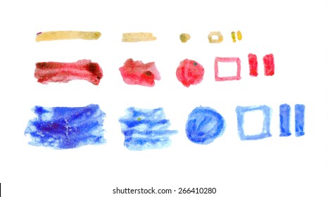 Vector watercolor blobs or buttons set