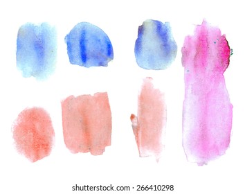 Vector watercolor blobs set. Backdrop for buttons
