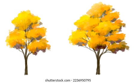 Vector watercolor blooming flower tree or forest side view isolated on white background for landscape and architecture drawing,elements for environment and garden,botanical for section in autumn