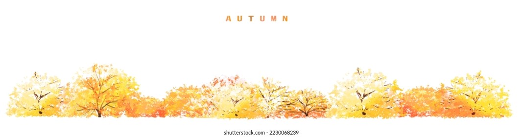Flor floreciente de acuarela vectorial, vista lateral de árbol o bosque aislada en fondo blanco para el paisaje y el dibujo arquitectónico, elementos para el medio ambiente y el jardín, botánico para sección en otoño 