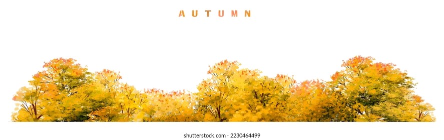 Vector watercolor blooming flower,tree or forest side view isolated on white background for landscape and architecture drawing,elements for environment and garden,botanical for section in autumn 
