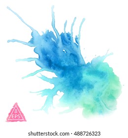 Vector watercolor blot. Hand drawn blot on white background for your design. Save the Date, postcard, banner, logo.