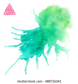 Vector watercolor blot. Hand drawn blot on white background for your design. Save the Date, postcard, banner, logo.