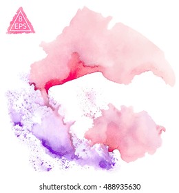 Vector watercolor blot. Hand drawn blot on white background for your design. Save the Date, postcard, banner, logo.
