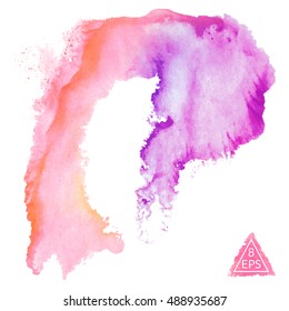 Vector watercolor blot. Hand drawn blot on white background for your design. Save the Date, postcard, banner, logo.