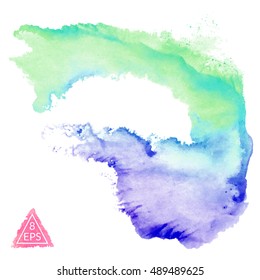 Vector watercolor blot. Hand drawn blot on white background for your design. Save the Date, postcard, banner, logo.