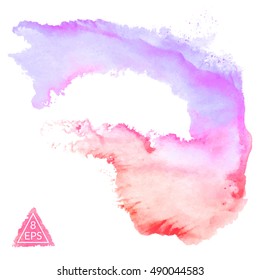 Vector watercolor blot. Hand drawn blot on white background for your design. Save the Date, postcard, banner, logo.