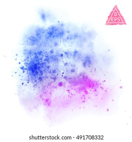Vector watercolor blot. Hand drawn blot on white background for your design. Save the Date, postcard, banner, logo.