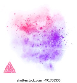 Vector watercolor blot. Hand drawn blot on white background for your design. Save the Date, postcard, banner, logo.